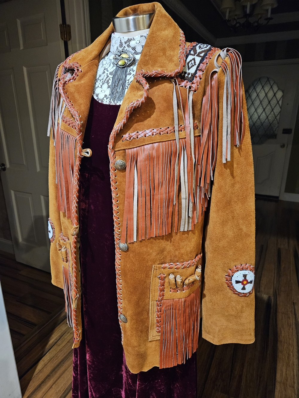 Fringe Suede Western Jacket - Rust Brown - Picture 3 of 5